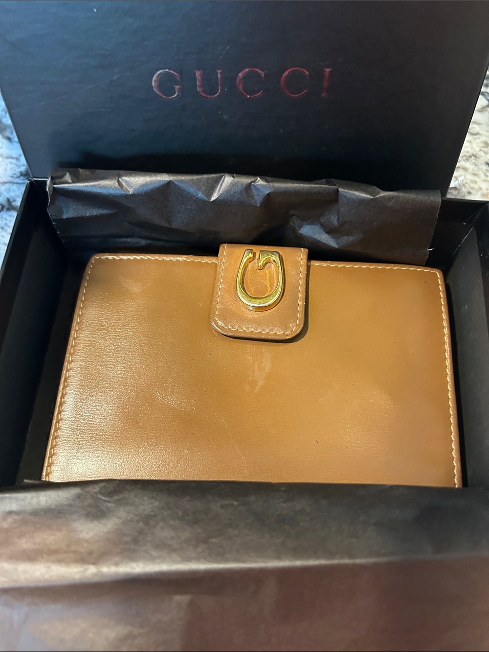 Gucci Brown Leather Wallet with Gold Tone Hardware